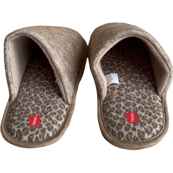 🌹Women’s Size L 8-9 Hanes Cotton Slip On Scuff Slipper with Memory Foam Tan - Picture 2 of 12